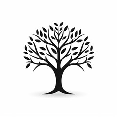 Fototapeta premium tree black icon on a white background in minimalism сreated with Generative Ai