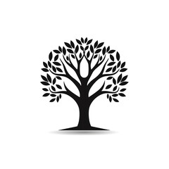 Obraz premium tree black icon on a white background in minimalism сreated with Generative Ai