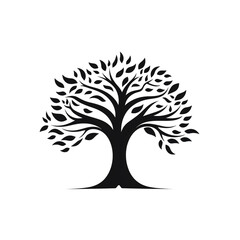 Obraz premium tree black icon on a white background in minimalism сreated with Generative Ai