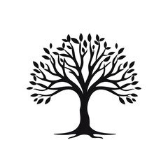 Obraz premium tree black icon on a white background in minimalism сreated with Generative Ai