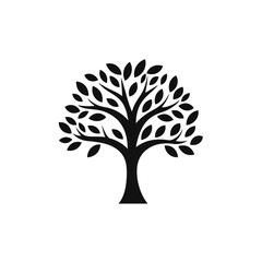 Obraz premium tree black icon on a white background in minimalism сreated with Generative Ai
