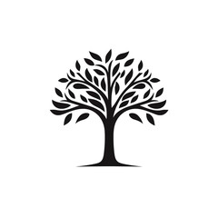 tree black icon on a white background in minimalism сreated with Generative Ai