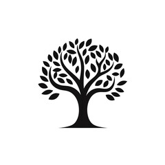 tree black icon on a white background in minimalism сreated with Generative Ai