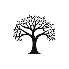 Obraz premium tree black icon on a white background in minimalism сreated with Generative Ai