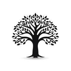 tree black icon on a white background in minimalism сreated with Generative Ai