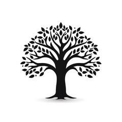 Obraz premium tree black icon on a white background in minimalism сreated with Generative Ai