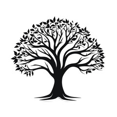 Obraz premium tree black icon on a white background in minimalism сreated with Generative Ai