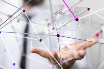 lampNeural network 3D illustration. Big data and cybersecurity - 3d