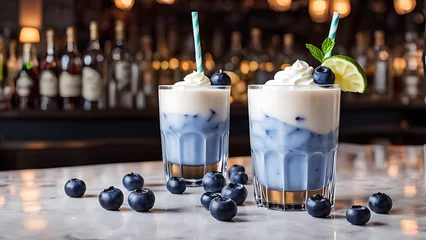 Tuinposter blueberry cocktail on the bar © Эля Эля
