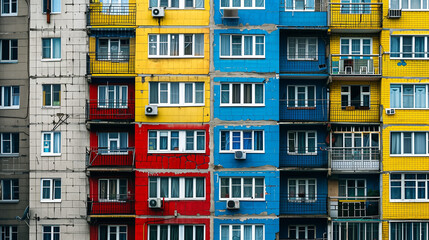 Colorful Facades of Brutalist Apartment Block