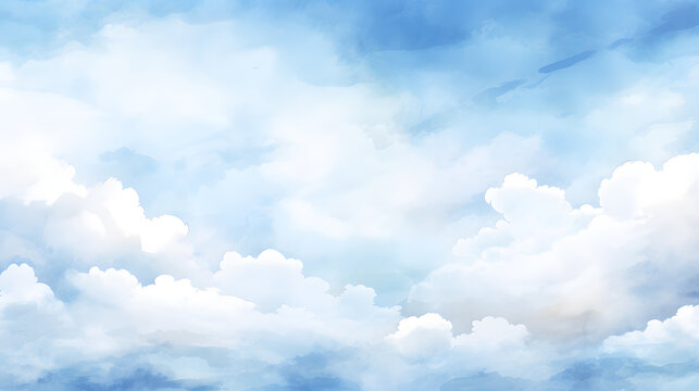 Blue sky background with white clouds. 3d illustration. Nature backdrop.