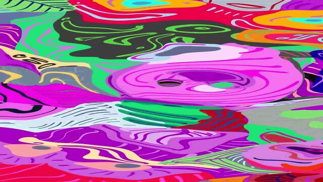 Colorful Fluid and Psychedelic Vertical Motion Graphic Video Animation Background for Summer Music 
