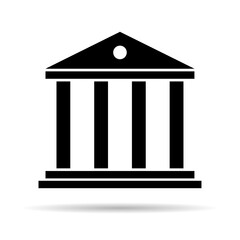 Building university architecture shadow icon, museum roman symbol, flat design vector illustration