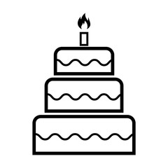 Sweet cake icon, bakery dessert food symbol, happy birthday day graphic vector illustration