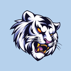 Illustration Head White Tiger Roar