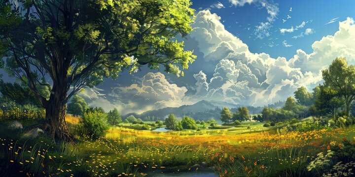 the background of a vibrant summer scene, nestled in the embrace of nature