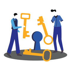 Graphic cartoon character of success key vector illustration. Flate design of success key business vector illustration