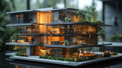 Architectural Model of a Modern Multi-Story Building