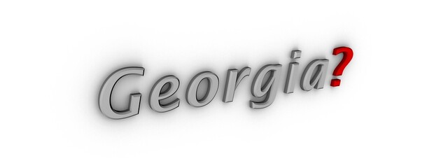 Red 3d text Georgia. Rendering the image.
