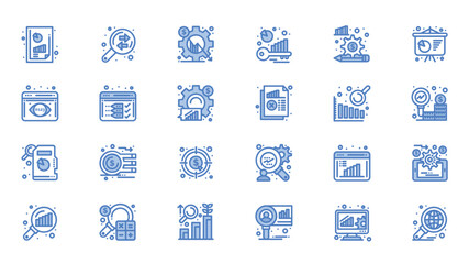Obraz premium Statistical Analisys Icons Set. Data Analysis - Outline icons vector illustration