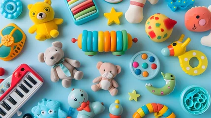 Foto op Plexiglas Bright and Colorful Baby Toys, To capture the joy and wonder of early childhood through a range of developmentally appropriate toys © TEERAWAT