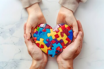 Autism Puzzle Heart Hands, To promote awareness and acceptance of autism through a powerful and engaging visual representation of the condition