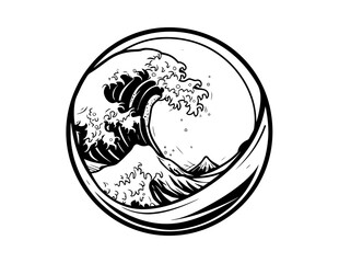 Sea waves. Vintage vector engrave black illustration. Isolated on white
