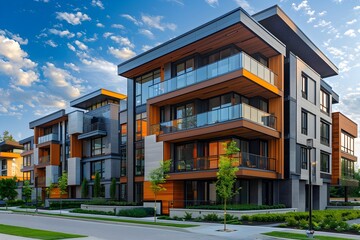 Modern Apartment Buildings in Vancouver, To showcase the modern and vibrant architecture of new residential complexes in the city of Vancouver