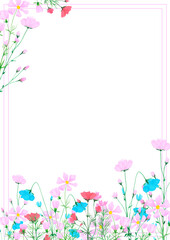 Hand drawn watercolor daisy wildflowers frame border isolated on white background. Can be used for cards, invitation and other printed products.