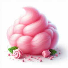 Delicious pink cotton candy isolated on a white background 