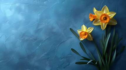 Fototapeta na wymiar Daffodils laid on isolated backgrounds, copy space, generative ai