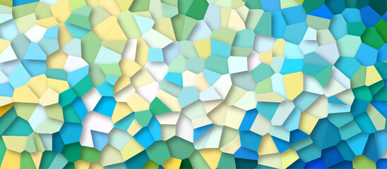 colorfull stains broken glass tile white background. geometric pattern with 3d shapes vector Illustration. multicolor broken wall paper in decoration. low poly crystal mosaic background.