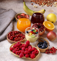 healthy eating breakfast with berries and fruits