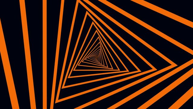 Yellow golding triangles zoom light effect, violet zooming, power energy background animation.