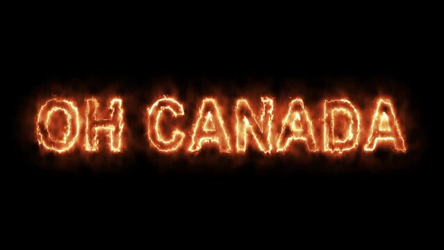 Animation of the word Canada burning with red flames. Happy Canada Day animation. Celebrating Independence of Canada in 4K.