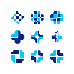 Obraz premium medical health care set group logo vector icon illustration