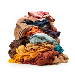 pile of folded clothes on a white background сreated with Generative Ai