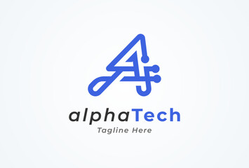 Letter A Technology Logo. letter A with tech style logo design inspiration. Flat Vector Logo Design. vector illustration