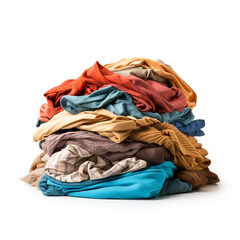 pile of folded clothes on a white background сreated with Generative Ai