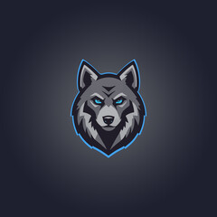 Logo wolf cyberpunk design icon