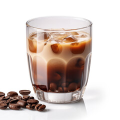 coffee in a transparent glass on a white background сreated with Generative Ai