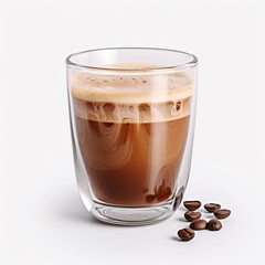coffee in a transparent glass on a white background сreated with Generative Ai