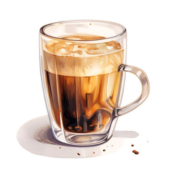 coffee in a transparent glass on a white background сreated with Generative Ai