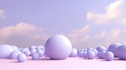 Meubelstickers Generative AI, Purple, digital lavender color fantastic 3d clouds on the floor, sky and landscape. Gentle colors and with bright lights.. © Atallahmohamed