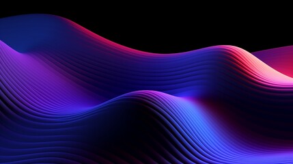 Purple shiny chrome waves abstract background. Bright smooth waves on a dark background. Decorative horizontal banner. Digital artwork raster bitmap illustration. 