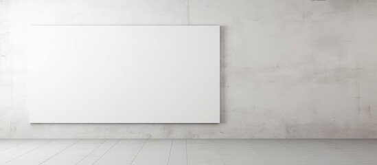 A plain empty room with white walls and a solitary white square mounted on the wall. The room appears stark and minimalistic, with the square standing out as the main focal point. - obrazy, fototapety, plakaty