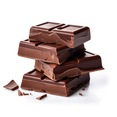 piece of chocolate on a white background сreated with Generative Ai