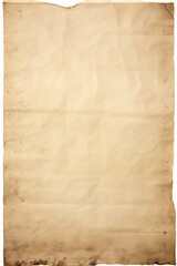 old sheet of paper on white background сreated with Generative Ai