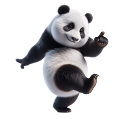 Fototapeta premium Dancing panda character design. Transparent background. Isolated character. Cartoon concept. Animal concept. Cool dance concept. Fitness concept. Fun concept. Clipart illustration.