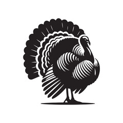 Gobble Guardians: Vector Turkey Silhouette Collection for Thanksgiving Designs, Wildlife Illustrations, and Autumn-themed Artwork. Black turkey vector.